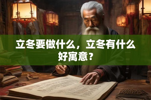 立冬要做什么，立冬有什么好寓意？
