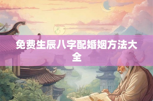 免费生辰八字配婚姻方法大全