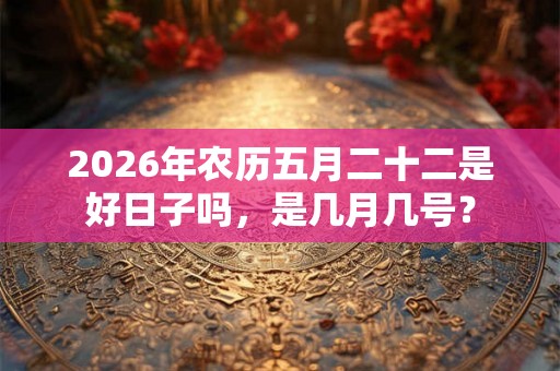 2026年农历五月二十二是好日子吗，是几月几号？