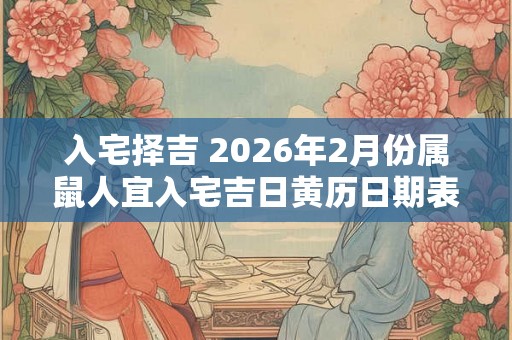 入宅择吉 2026年2月份属鼠人宜入宅吉日黄历日期表