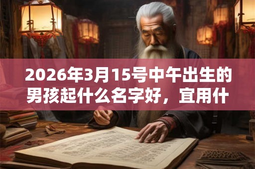 2026年3月15号中午出生的男孩起什么名字好，宜用什么字？