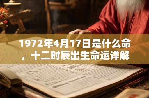 1972年4月17日是什么命，十二时辰出生命运详解