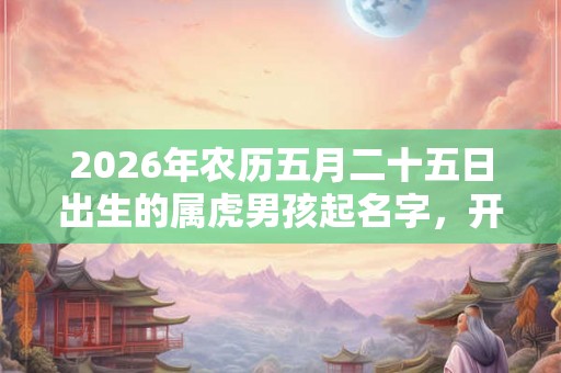 2026年农历五月二十五日出生的属虎男孩起名字，开朗阳光的名字精选
