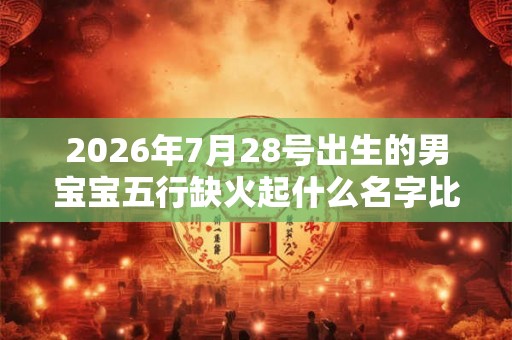 2026年7月28号出生的男宝宝五行缺火起什么名字比较好