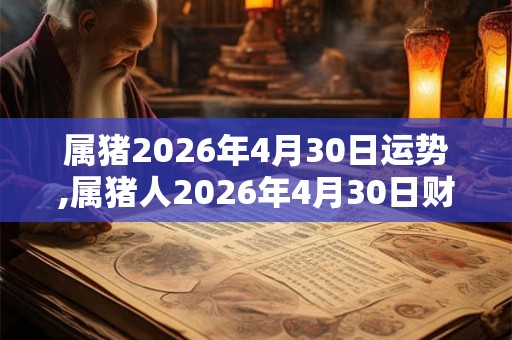 属猪2026年4月30日运势,属猪人2026年4月30日财运,生肖猪2026年4月30日运势
