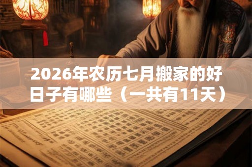 2026年农历七月搬家的好日子有哪些(一共有11天) 2026年农历七月搬家的好日子有哪些(一共有11天)