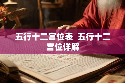 五行十二宫位表  五行十二宫位详解
