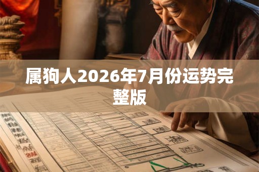 属狗人2026年7月份运势完整版