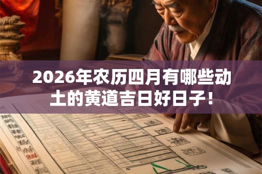 2026年农历四月有哪些动土的黄道吉日好日子！