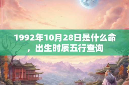 1992年10月28日是什么命，出生时辰五行查询