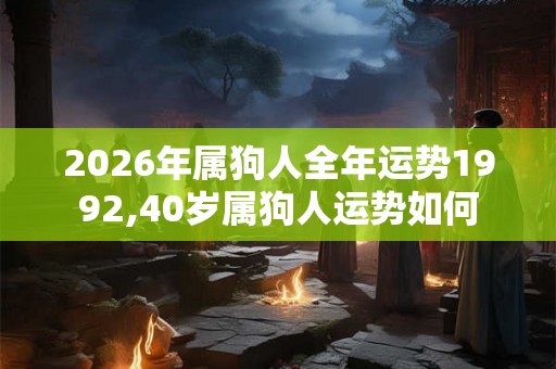 2026年属狗人全年运势1992,40岁属狗人运势如何