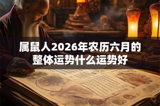 属鼠人2026年农历六月的整体运势什么运势好