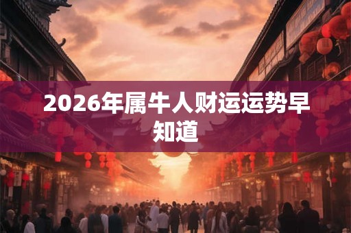 2026年属牛人财运运势早知道