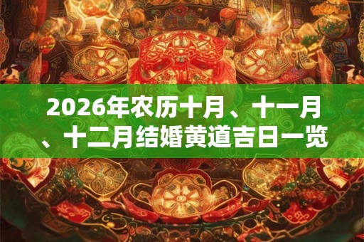 2026年农历十月、十一月、十二月结婚黄道吉日一览表！