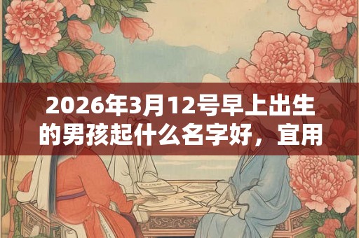 2026年3月12号早上出生的男孩起什么名字好，宜用什么字？