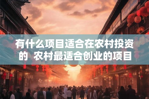有什么项目适合在农村投资的  农村最适合创业的项目