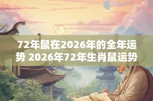 72年鼠在2026年的全年运势 2026年72年生肖鼠运势如何