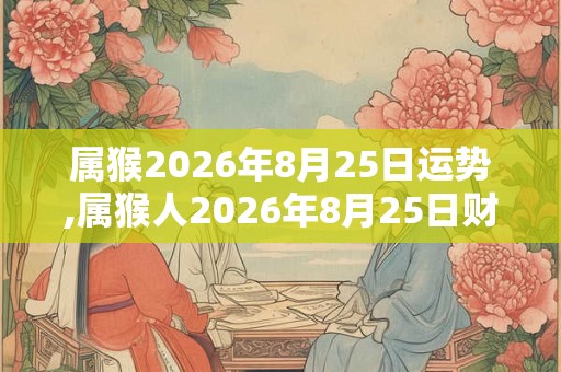 属猴2026年8月25日运势,属猴人2026年8月25日财运,生肖猴2026年8月25日运势
