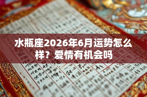 水瓶座2026年6月运势怎么样？爱情有机会吗