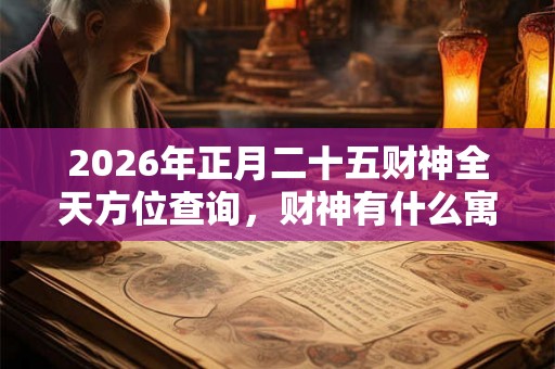 2026年正月二十五财神全天方位查询，财神有什么寓意？