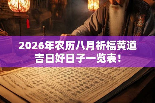 2026年农历八月祈福黄道吉日好日子一览表! 2026年农历八月祈福黄道吉日好日子一览表!
