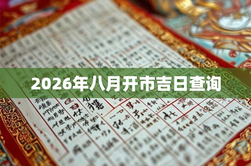 2026年八月开市吉日查询