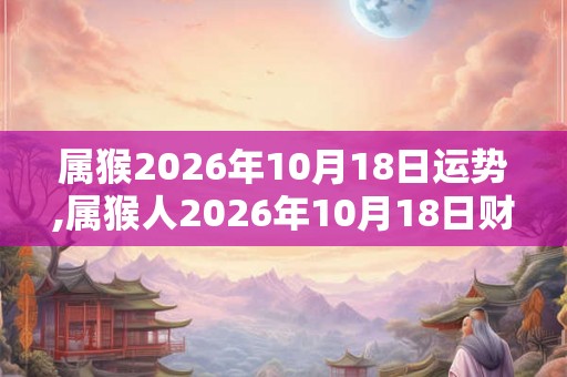 属猴2026年10月18日运势,属猴人2026年10月18日财运,生肖猴2026年10月18日运势