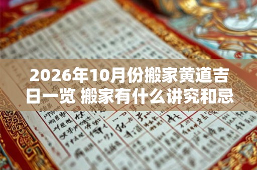 2026年10月份搬家黄道吉日一览 搬家有什么讲究和忌讳 2026年10月份搬家黄道吉日一览 搬家有什么讲究和忌讳