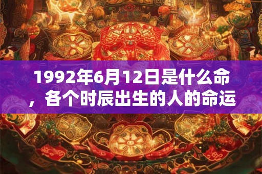 1992年6月12日是什么命，各个时辰出生的人的命运