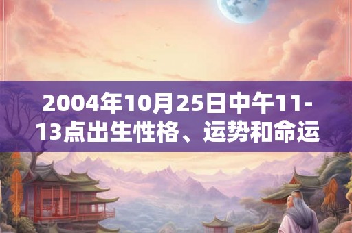 2004年10月25日中午11-13点出生性格、运势和命运