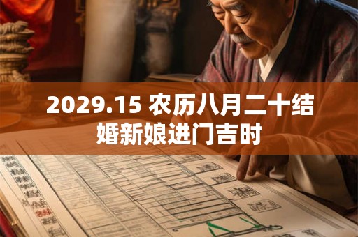 2029.15 农历八月二十结婚新娘进门吉时