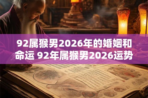92属猴男2026年的婚姻和命运 92年属猴男2026运势详解
