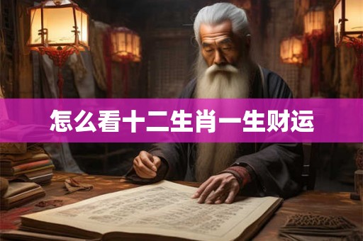 怎么看十二生肖一生财运