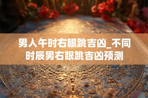 男人午时右眼跳吉凶_不同时辰男右眼跳吉凶预测