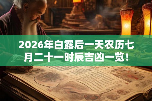2026年白露后一天农历七月二十一时辰吉凶一览！