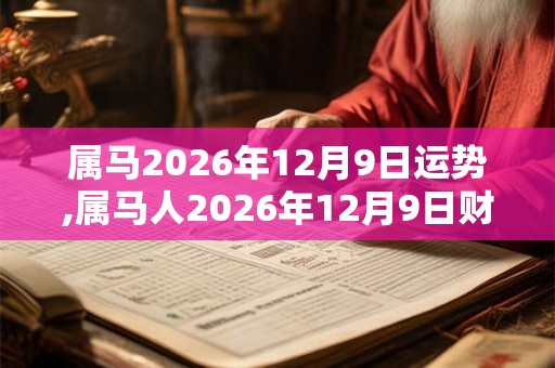 属马2026年12月9日运势,属马人2026年12月9日财运,生肖马2026年12月9日运势