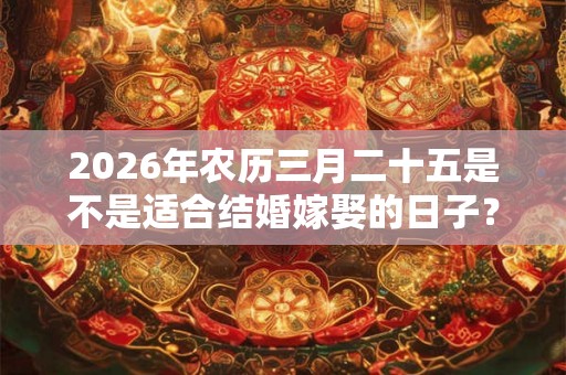 2026年农历三月二十五是不是适合结婚嫁娶的日子? 2026年农历三月二十五是不是适合结婚嫁娶的日子?