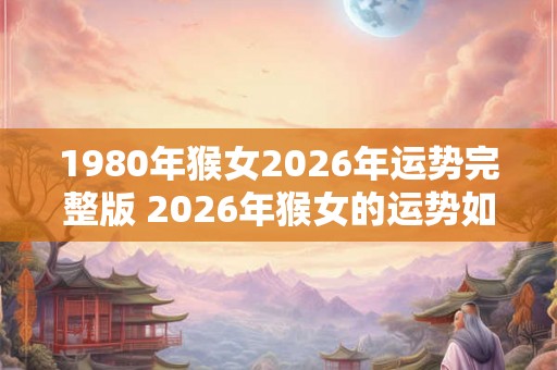 1980年猴女2026年运势完整版 2026年猴女的运势如何