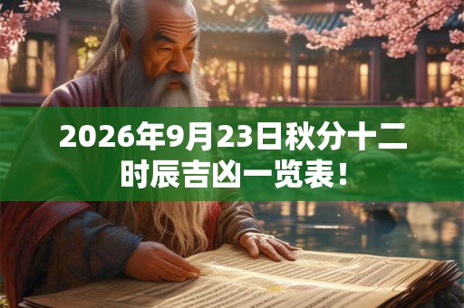 2026年9月23日秋分十二时辰吉凶一览表! 2026年9月23日秋分十二时辰吉凶一览表!