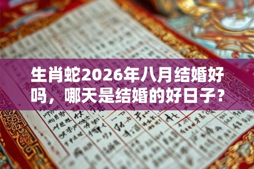 生肖蛇2026年八月结婚好吗，哪天是结婚的好日子？