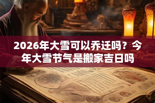 2026年大雪可以乔迁吗？今年大雪节气是搬家吉日吗