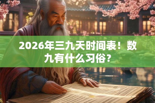 2026年三九天时间表！数九有什么习俗？