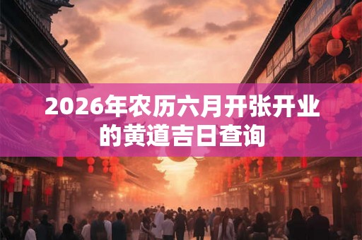 2026年农历六月开张开业的黄道吉日查询