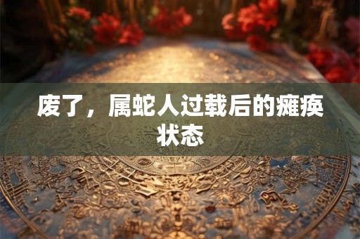 废了,属蛇人过载后的瘫痪状态 废了,属蛇人过载后的瘫痪状态