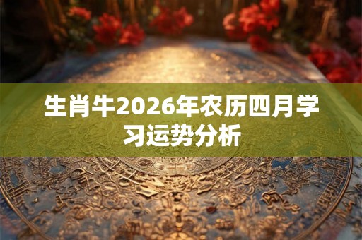 生肖牛2026年农历四月学习运势分析