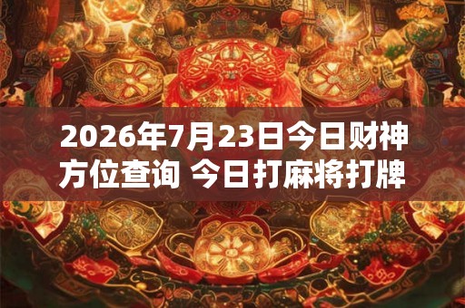 2026年7月23日今日财神方位查询 今日打麻将打牌财神方位
