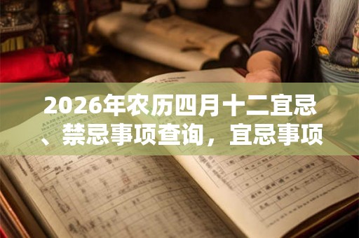2026年农历四月十二宜忌、禁忌事项查询，宜忌事项解释