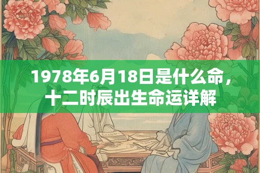 1978年6月18日是什么命，十二时辰出生命运详解