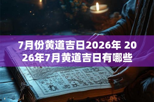 7月份黄道吉日2026年 2026年7月黄道吉日有哪些