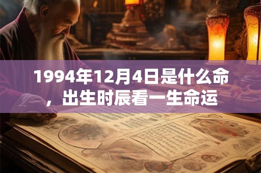 1994年12月4日是什么命，出生时辰看一生命运